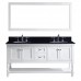 Julianna 72" Double Bathroom Vanity in White with Black Galaxy Granite Top and Round Sink with Polished Chrome Faucet and Mirror - B07D3Z39LW